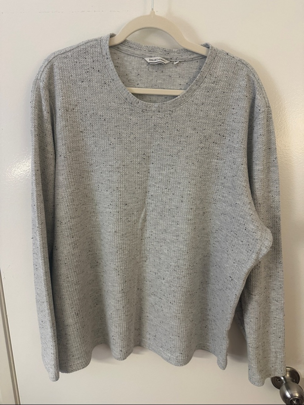 English Laundry Light Heather Gray Speckled Waffle Crewneck Shirt